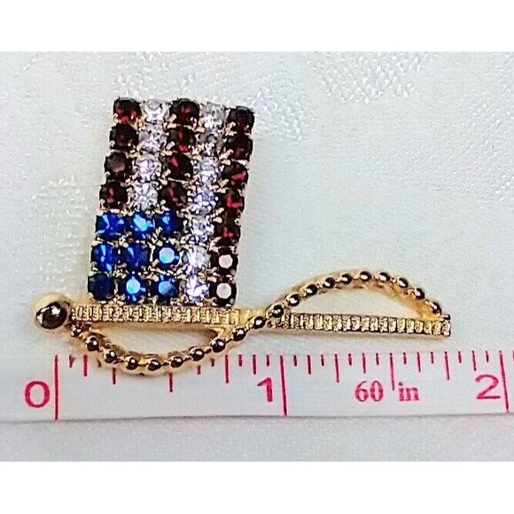 Rafaelian Signed AMERICAN FLAG Brooch Pin Gold Tone 1.75" x 1.25 inch Vintage - Picture 9 of 9